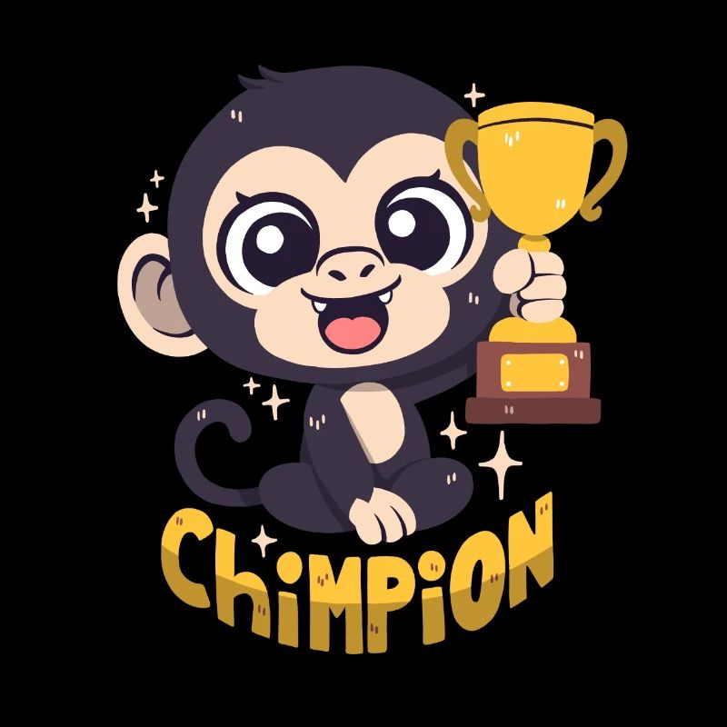 Schimpansen-Champion mit Pokal (Wortwitz)