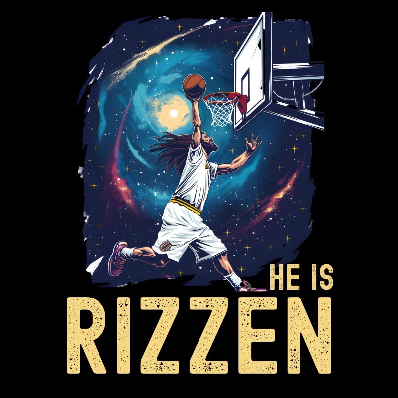He Is Rizzen Funny Easter Basketball Dunk Jesus