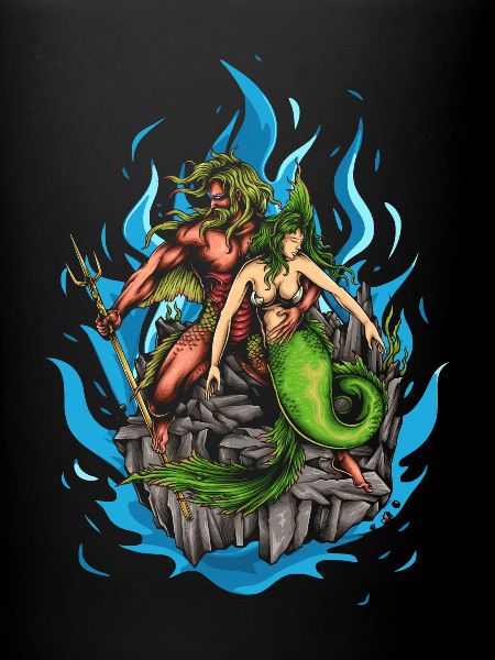 Dieu Poséidon et Sirène