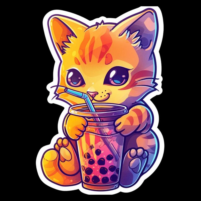 Bubble Tea Getränk Lover Kitten Drink Comic