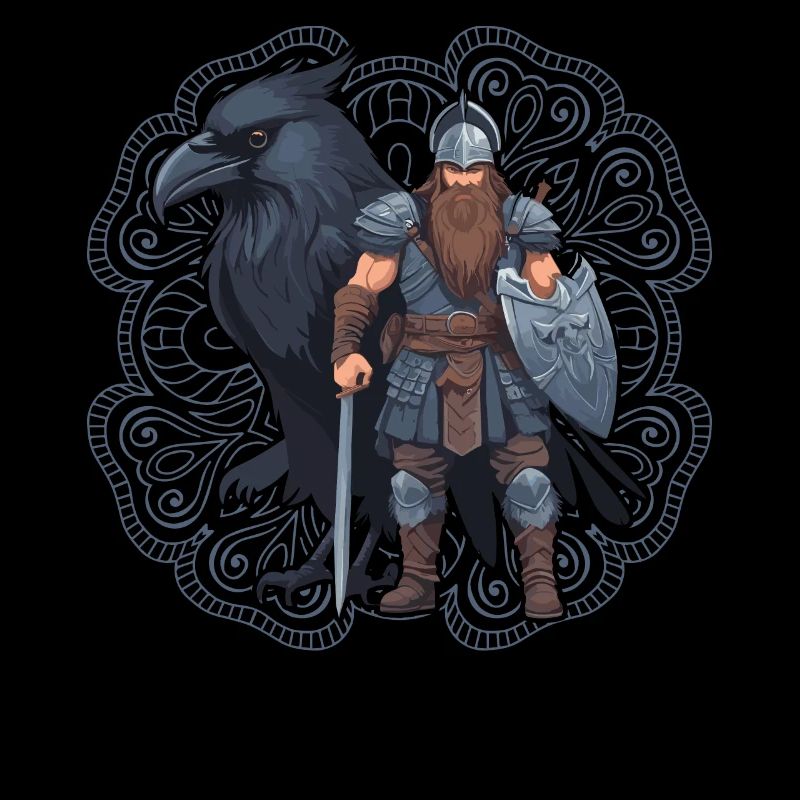 Wikingerkrieger mit Rabe