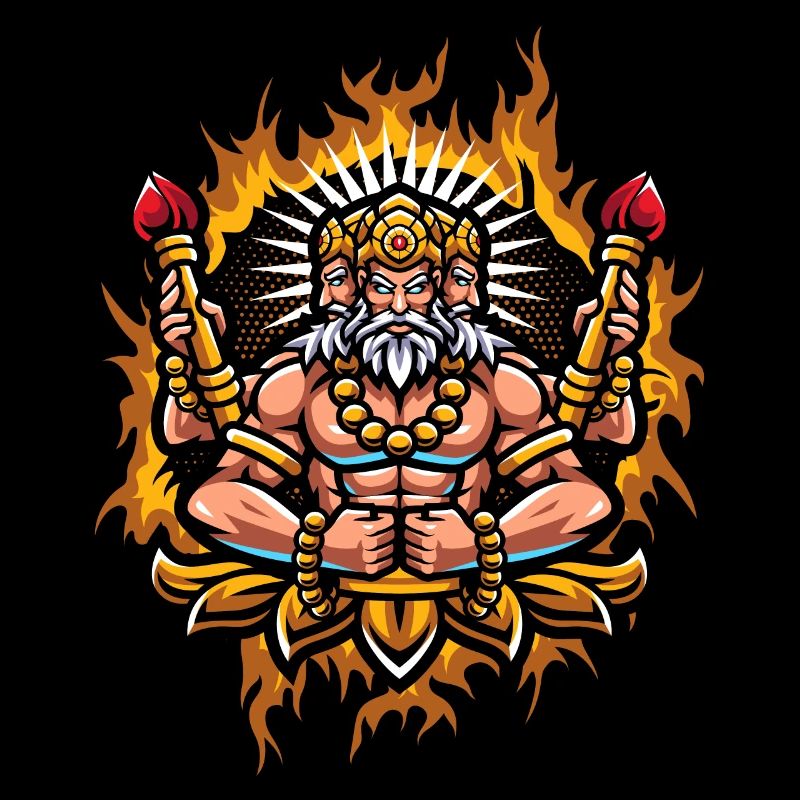 Brahma with Halftone Fire Background