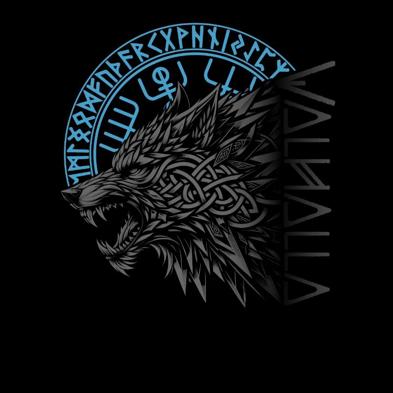 Valhalla Wolf Odins Geri Runes Nordic Compass