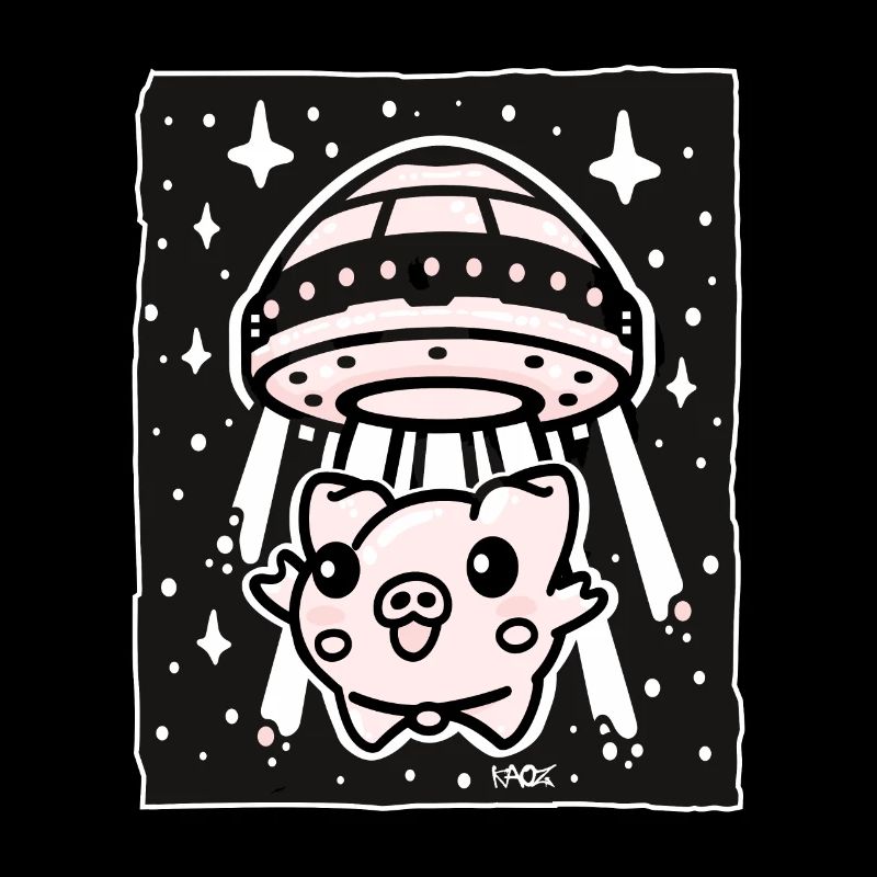 Enlèvement extraterrestre d’un cochon mignon