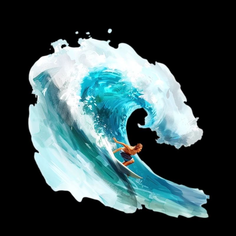 Surfer beim Reiten einer großen Welle in einer 2D-