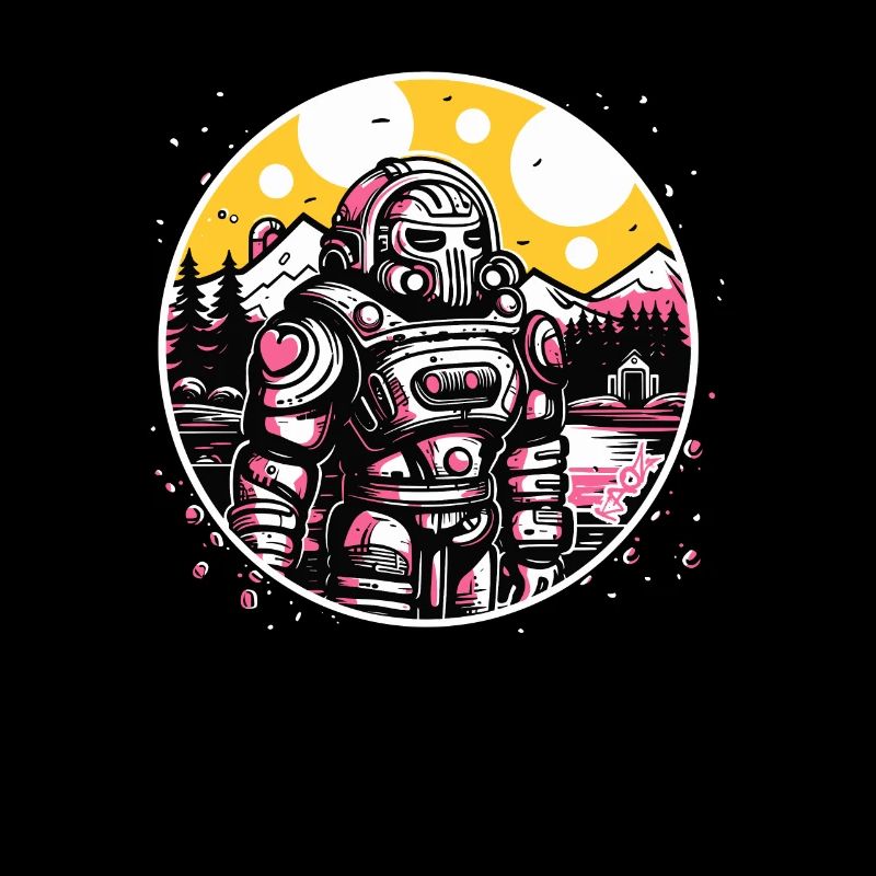 Beautiful nature and a robot knight