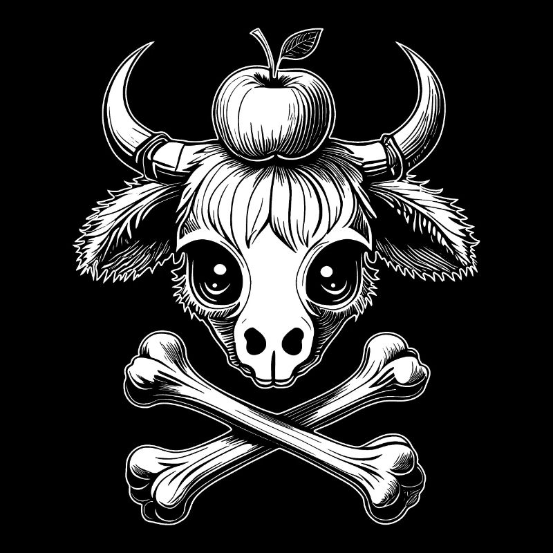 Schweizer Folklore: Kuhkopf & Apfel T-Shirt