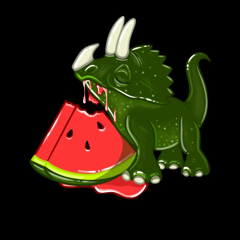 Dino eats melon