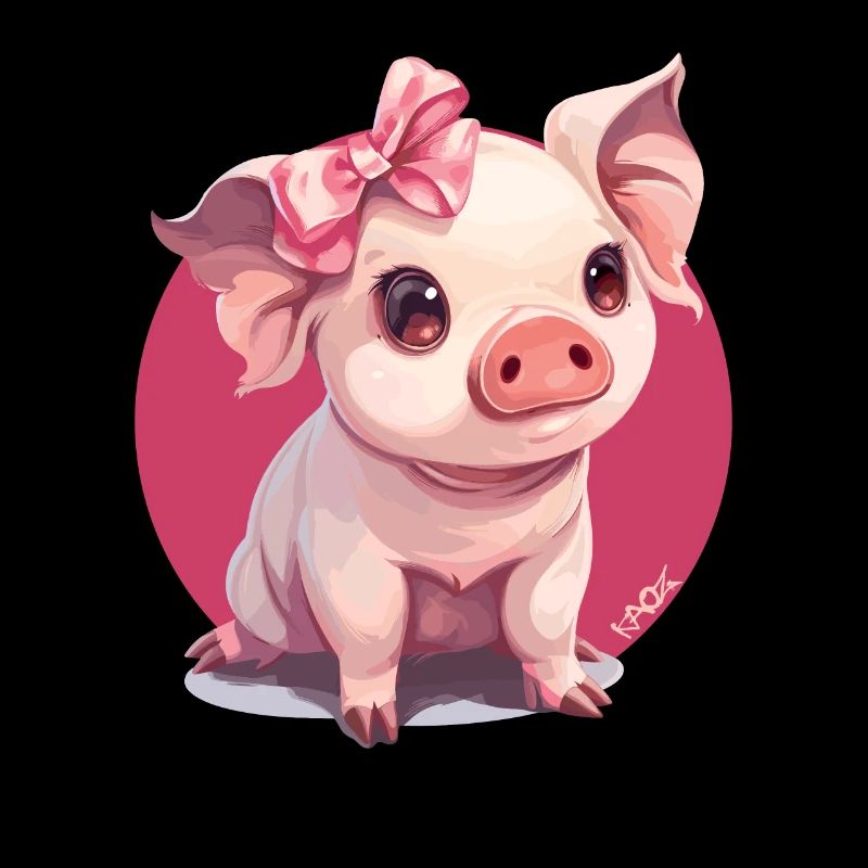Petit cochon mignon avec nœud