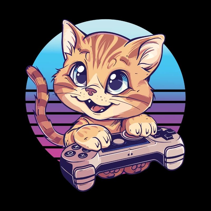 Cat gaming retro background