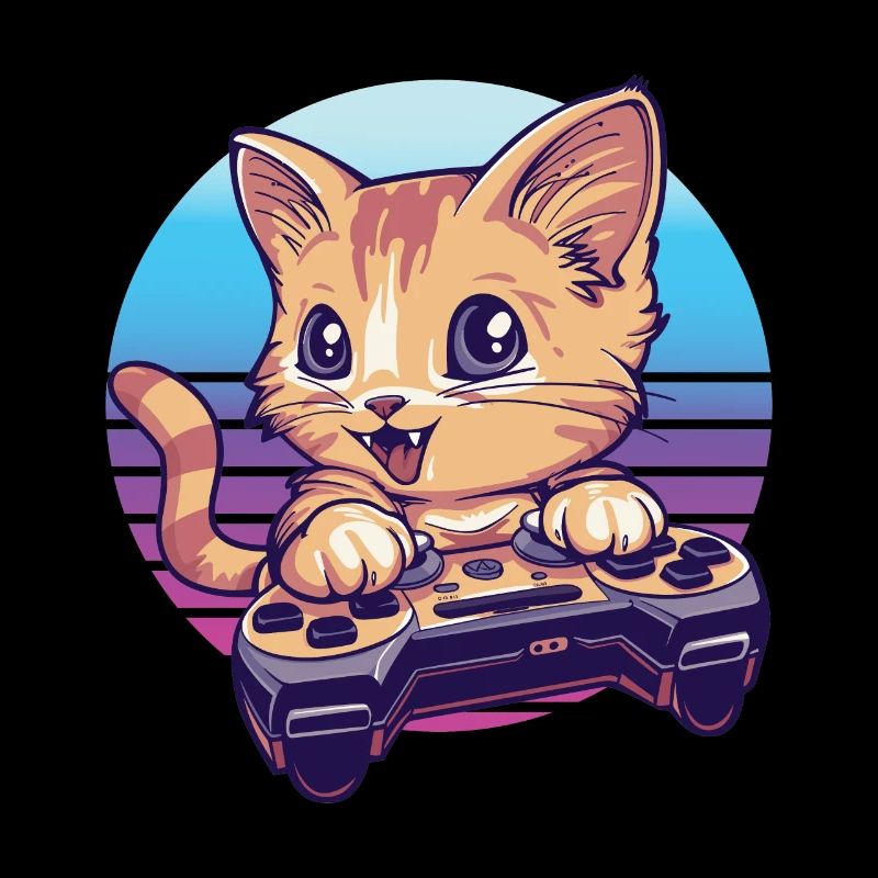 Cat gaming retro background