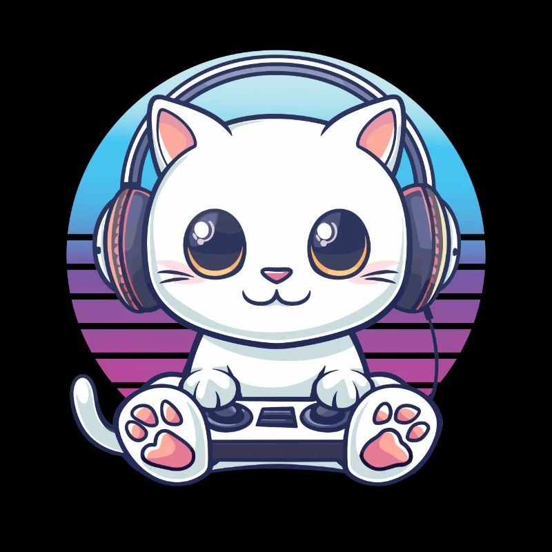 Cat gaming retro background