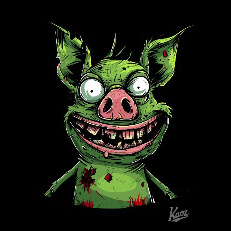Cochon zombie effrayant drôle