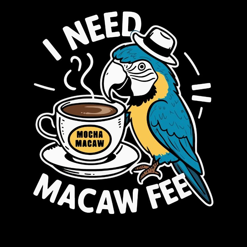 Funny Scarlet Macaw Parrot And Coffee Macawfee