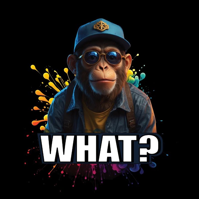 Cool Monkey T-Shirt – WHAT – Monkey with Sunglasses