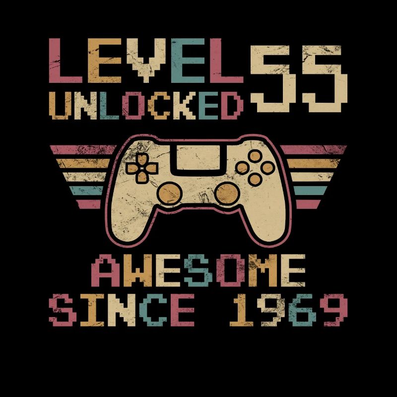 Level 55 freigeschaltet Geburtstagsshirt Geschenk