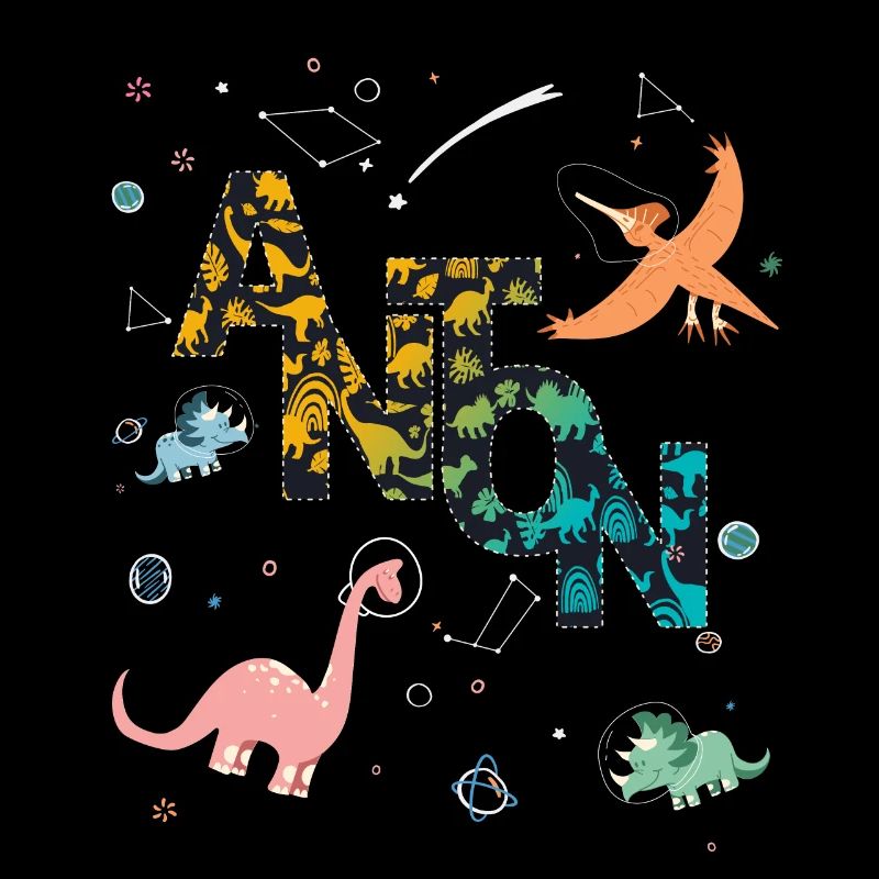 ANTON - Beautiful boy name with dinosaur
