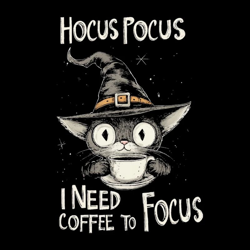 Hocus Pocus Katze Hexenhut Kaffee Lustig