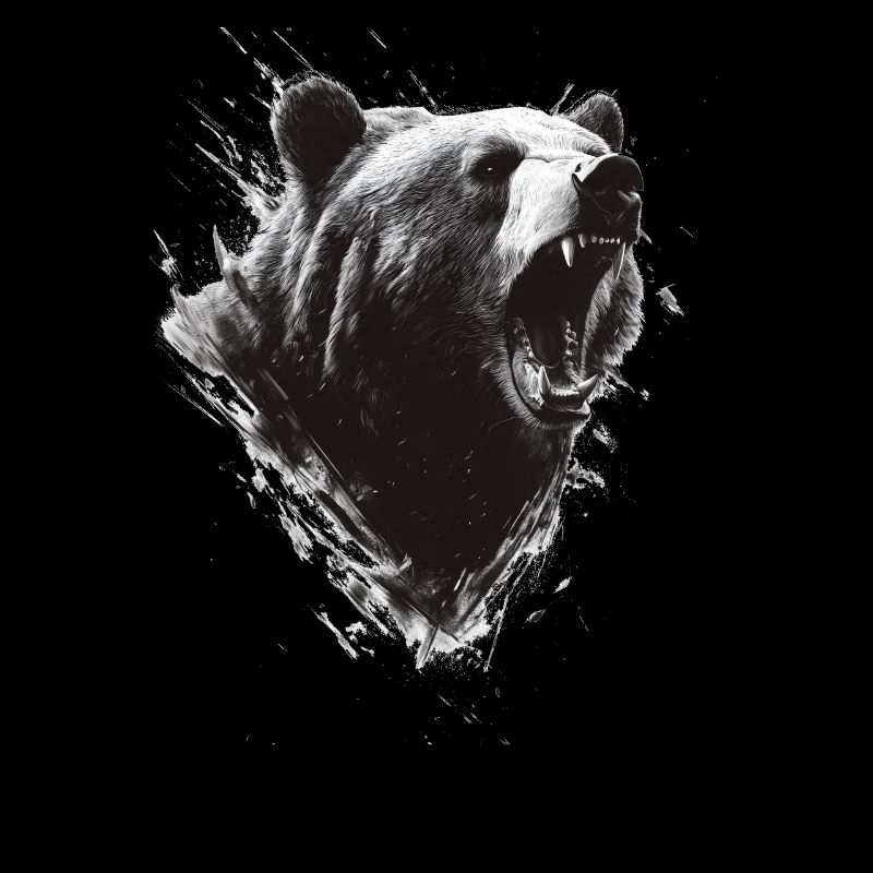 Ours rugissant Noir Blanc