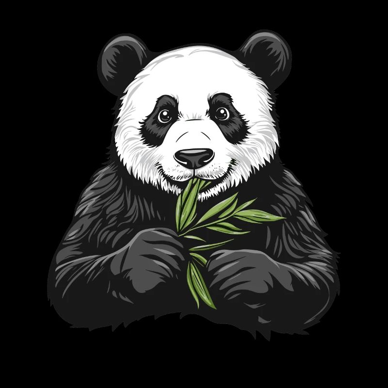 Panda bear with bamboo