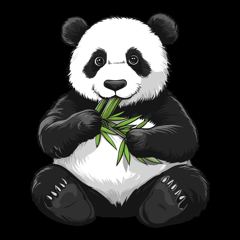 Ours panda avec bambou
