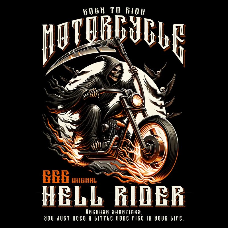 Motorcycle Hell Rider Biker Outfit Grim Reaper