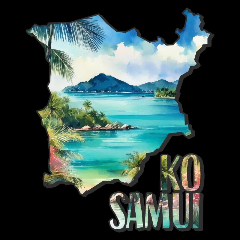 Watercolor Map Ko Samui