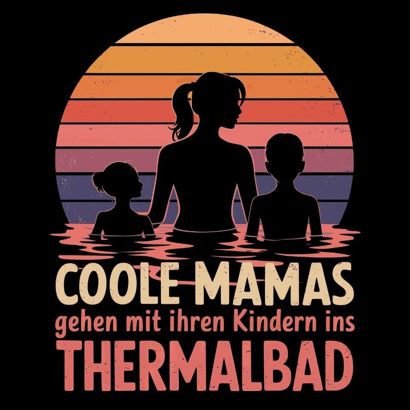 Mama und Kinder, Junge und Mädchen Thermalbad