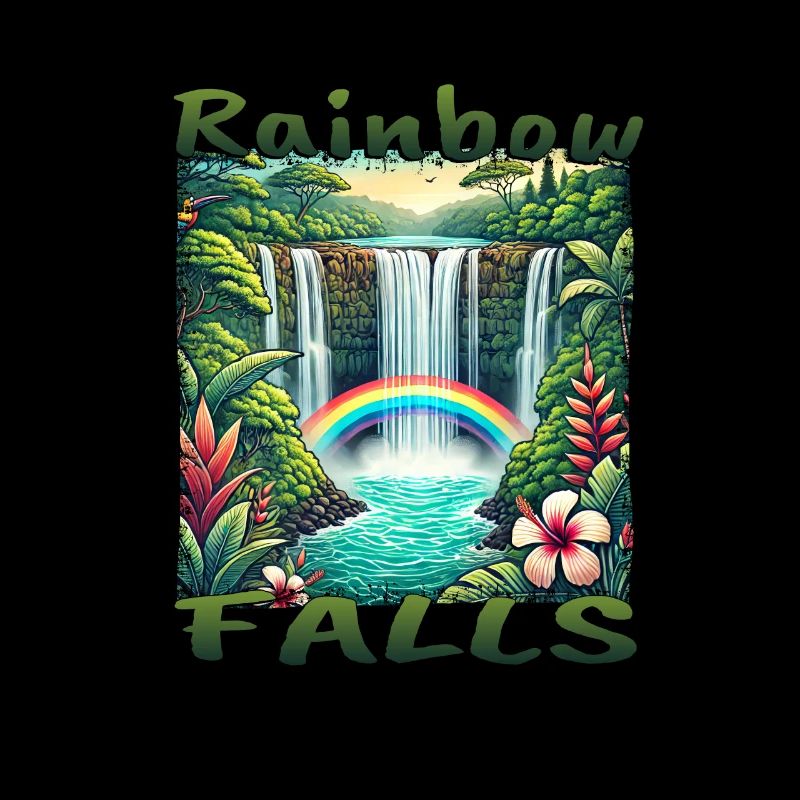 Hawaï Rainbow Falls Waterfall Look Grunge