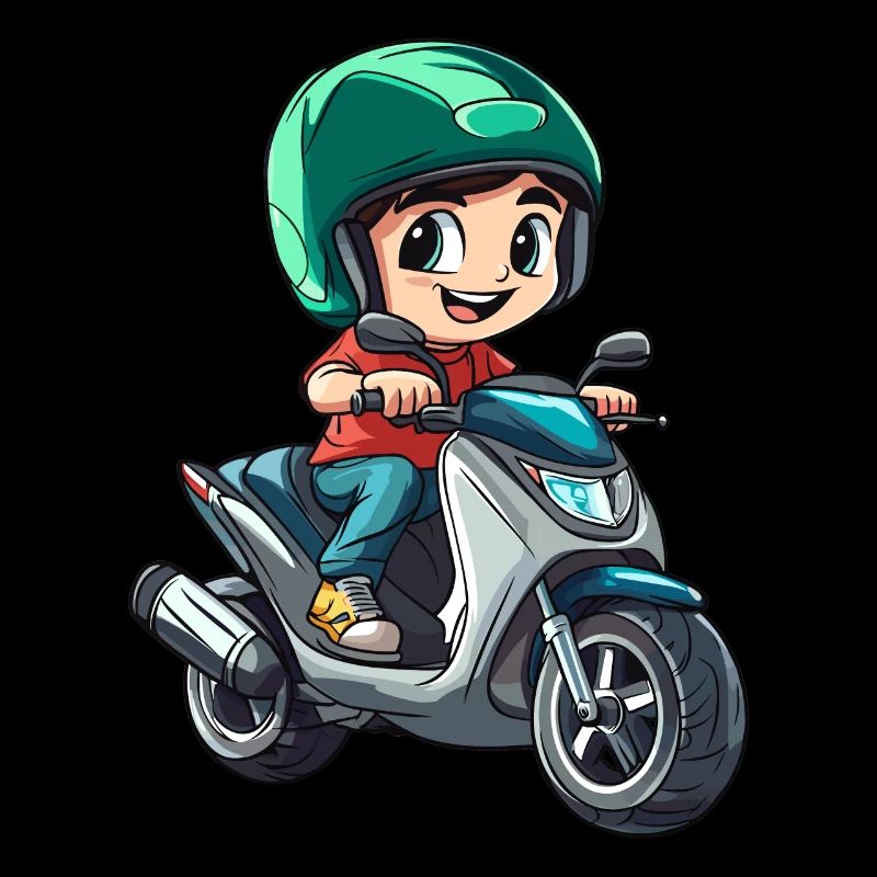 Boy rides scooter