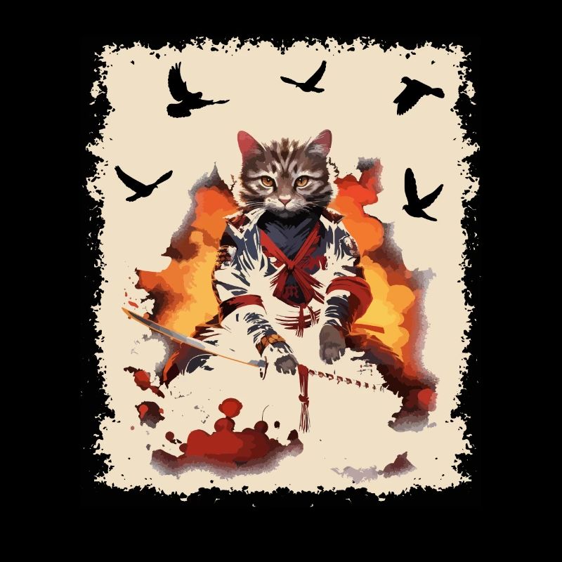 Samurai Japanische Krieger Katze