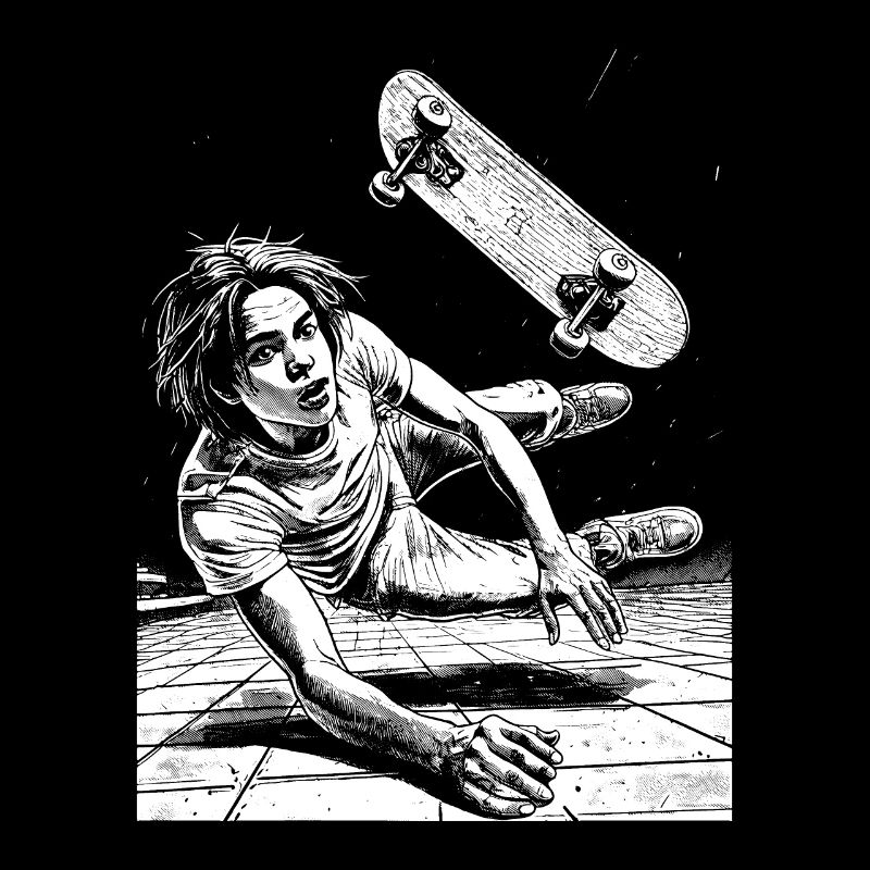 Conception de la chemise : Skateboard Fall bourré d’action
