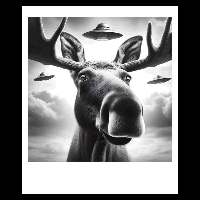 Moose Funny Graphic Selfie with UFOs Weird Aliens