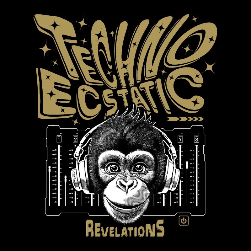T-shirt chimpanzé élégant au look techno