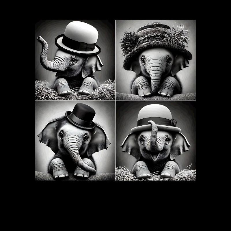 Elephant Selfie Funny Hats Vintage Circus Lover