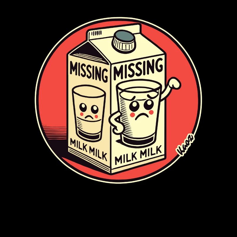 Conception de dessin animé amusante : Lait manquant