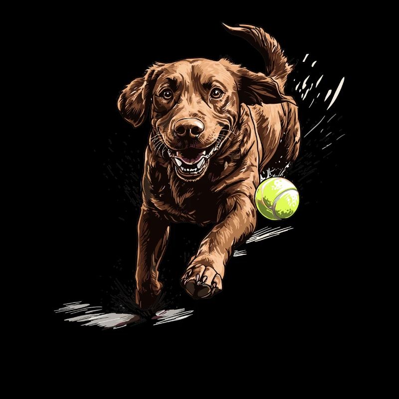 Brauner Labrador jagt einen Ball