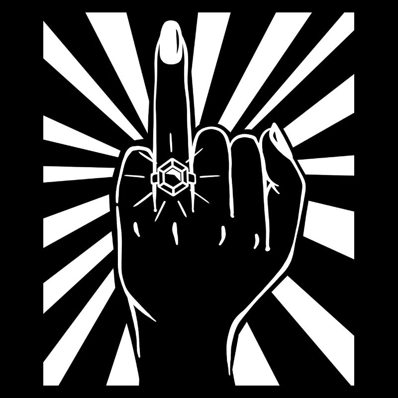 Mittelfinger Ringfinger Just Married Ehefrau Humor