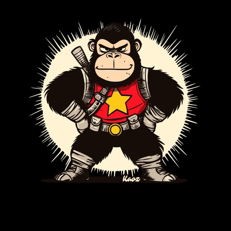 Heroic Funny Gorilla Warrior Hero