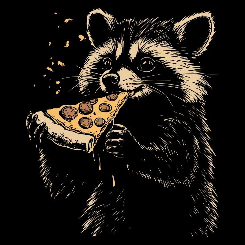 Raton laveur mangeant de la pizza