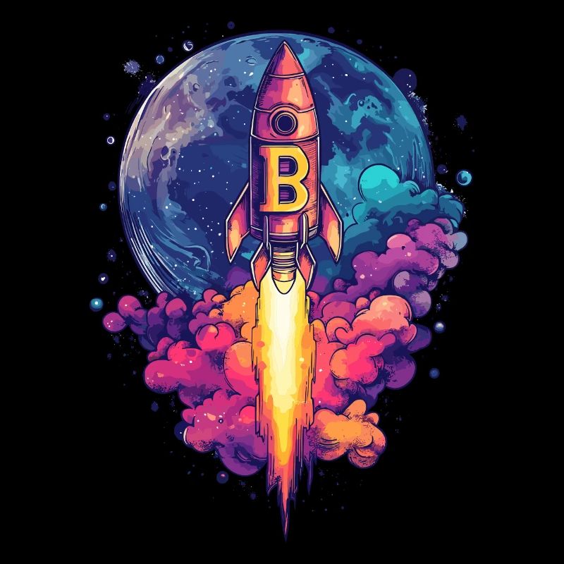 Bitcoin BTC Crypto Rocket Moon