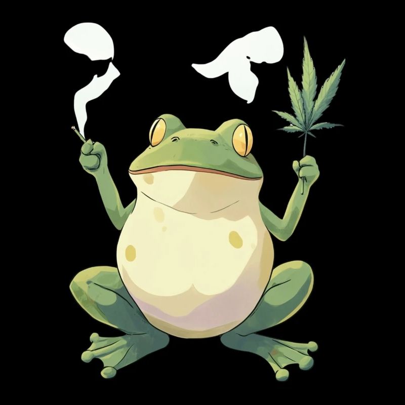 Frog with Joint and Cannabis Leaf - Weed Frog