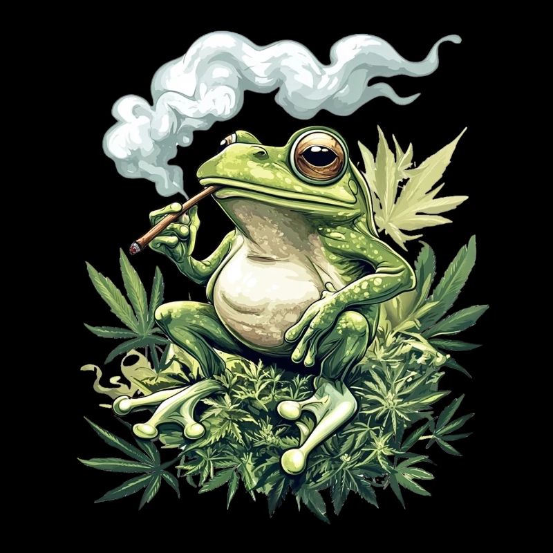 Frog with Joint - Smoking Weed Frog