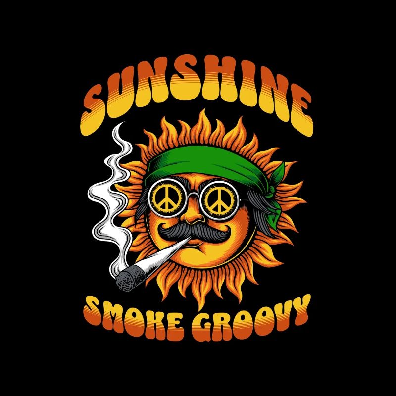 Soleil avec le visage Fumer de l’herbe – Creative Cannabis 420
