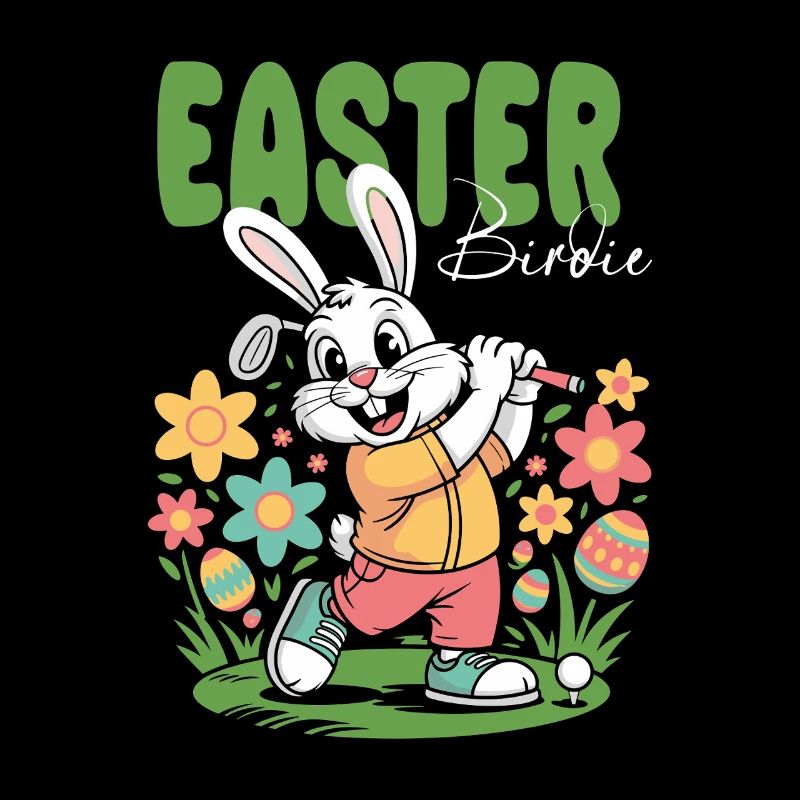 Easter bunny playing golf