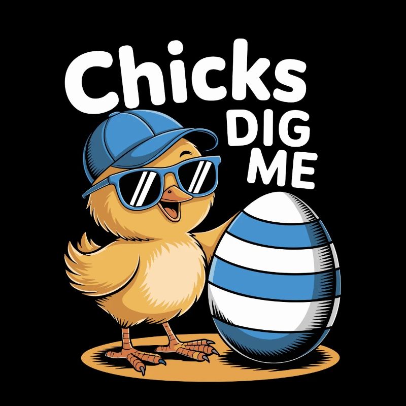 Drôle de poussin avec chapeau et œuf - Chicks Dig Me