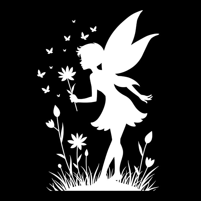 Fée magique avec des fleurs et des papillons