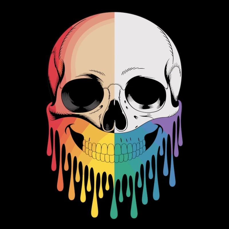Crâne avec sourire arc-en-ciel