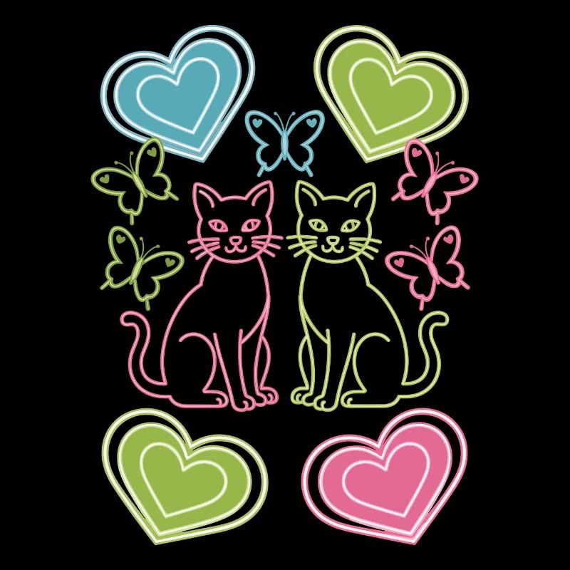 Cat, Cats, Butterfly, Spring, 80s, 90s