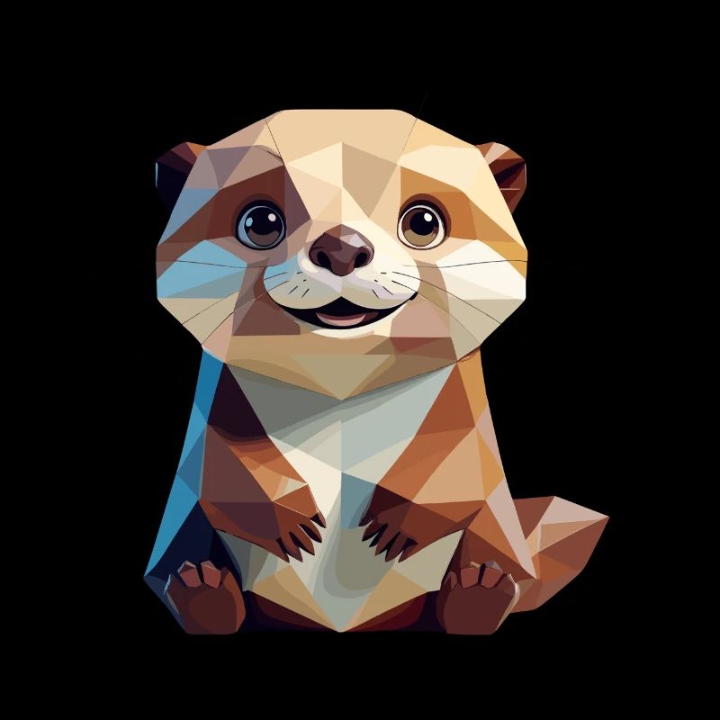 Cute Otter in Polygon Style